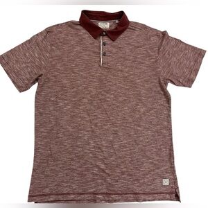 Linksoul Short Sleeve Striped Button Front Polo Shirt Men's XL Maroon